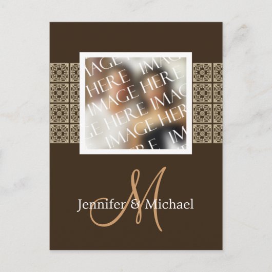 Custom Foto Template Monogram Wedding Vielen Dank Postkarte (Vorderseite)