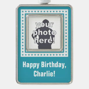 CUSTOM FOTO, TEXT & FARBZierdekoration Rahmen-Ornament Silber