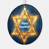 Custom Foto & Text Happy Hanukkah, Star von David Keramik Ornament (Links)