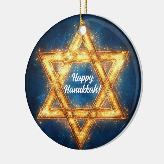 Custom Foto & Text Happy Hanukkah, Star von David Keramik Ornament (Links)