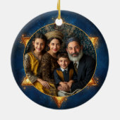 Custom Foto & Text Happy Hanukkah, Star von David Keramik Ornament (Hinten)