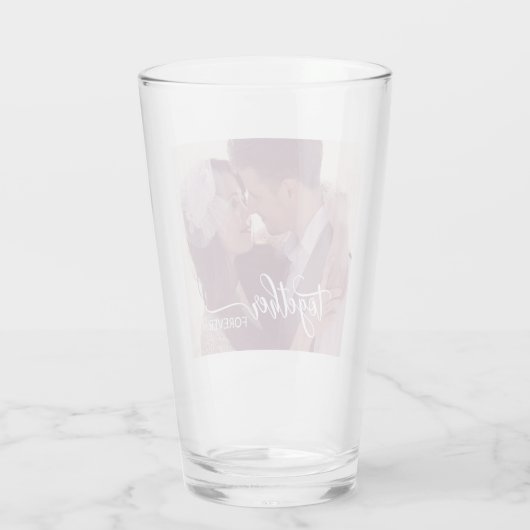 Custom Foto Together Forever Typografy Glass Cup Glas (Rückseite)