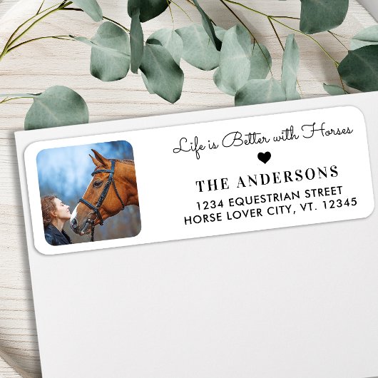 Custom Foto Trendy Horse Lover Rücksendeadresse