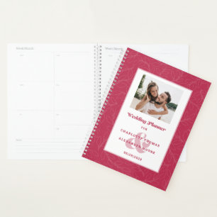 Custom Foto Trendy Magenta Red Wedding Monthly Planer