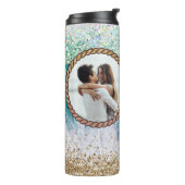 Custom Foto Tropical Beach Aqua Wasserfall Seilbah Thermosbecher (Nach links gedreht)