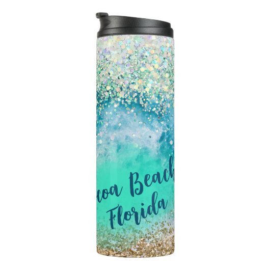 Custom Foto Tropical Beach Aqua Wasserfall Seilbah Thermosbecher (Nach rechts gedreht)
