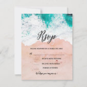 Custom Foto Tropical Beach Coastal Hochzeit RSVP Karte (Vorderseite)