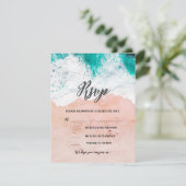 Custom Foto Tropical Beach Coastal Hochzeit RSVP Karte (Stehend Vorderseite)