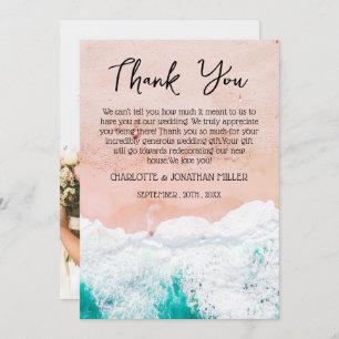 Custom Foto Tropical Coastal Beach Hochzeit Dankeskarte