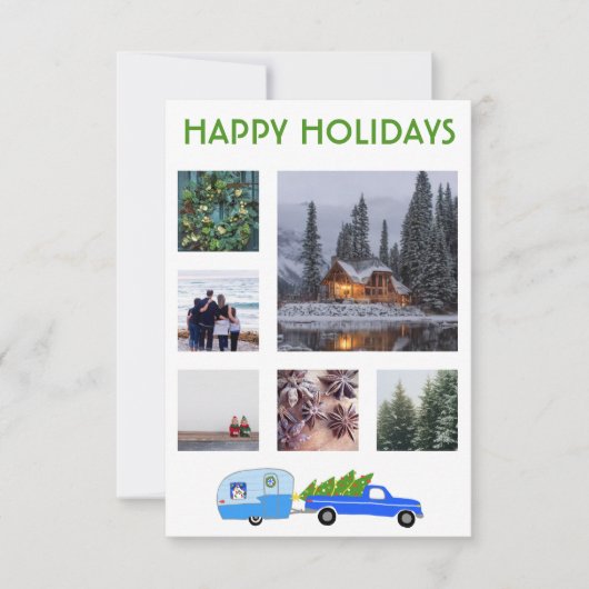 CUSTOM FOTO Truck Campingplatz Weihnachtskarte (Vorderseite)