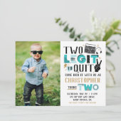 CUSTOM Foto Two Legit zum Ende des zweiten Geburts Einladung (Stehend Vorderseite)