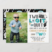 CUSTOM Foto Two Legit zum Ende des zweiten Geburts Einladung (Vorne/Hinten)