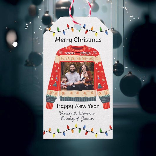 Custom Foto Ugly Christmas Sweater Geschenkanhänger