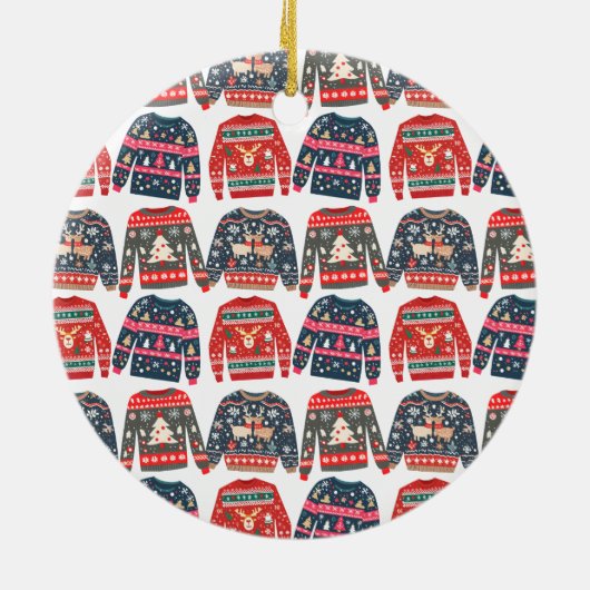 Custom Foto Ugly Christmas Sweater Keramik Ornament (Hinten)