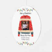 Custom Foto Ugly Christmas Sweater Ornament Aus Metall (Vorderseite links)