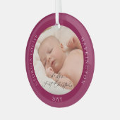 Custom Foto und Name Baby's First Christmas Ruby Ornament Aus Glas (Vorderseite links)