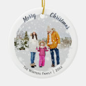 Custom Foto und Name White Frohe Weihnachten Keramik Ornament (Vorne)