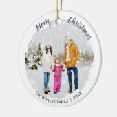 Custom Foto und Name White Frohe Weihnachten Keramik Ornament (Links)