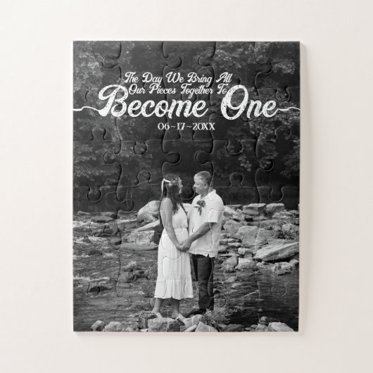 Custom Foto Unity Wedding Black & White Puzzle (Vertikal)