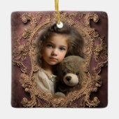 Custom Foto Verziert Design Weihnachtsdekoration Keramikornament (Vorderseite)