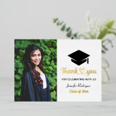 Custom Foto Vielen Dank Graduation Cap Grad Folieneinladung (Stehend vorne)