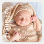 Custom Foto Vielen Dank Quadratischer Aufkleber (Vorderseite)