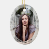 Custom Foto von Oval White Frame Christmas Ornamen Keramikornament (Hinten)