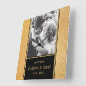 Custom Foto von Wedding Anniversary Square Wall Cl Quadratische Wanduhr (Winkel)