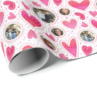 Custom Foto Wacky Hearts Valentine Geschenkpapier