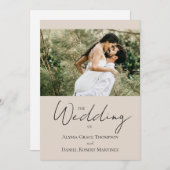 Custom Foto Website neutrale ästhetische Hochzeit Einladung (Vorne/Hinten)