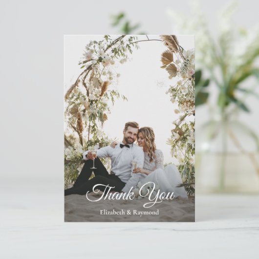 Custom Foto Wedding Dankeskarte (Stehend Vorderseite)