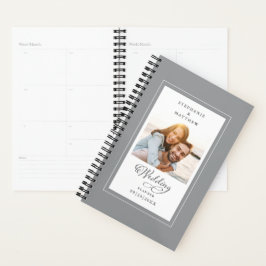 Custom Foto Wedding Gray White Skript Planer