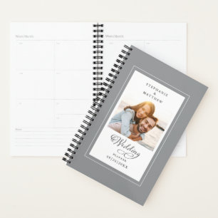 Custom Foto Wedding Gray White Skript Planer