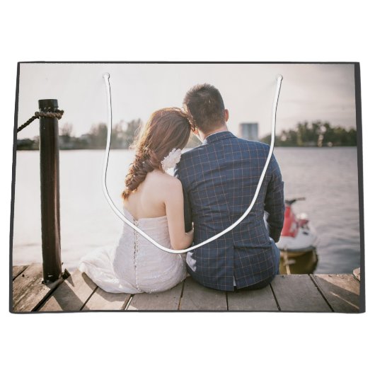 Custom Foto Wedding Große Geschenktüte (Vorderseite)