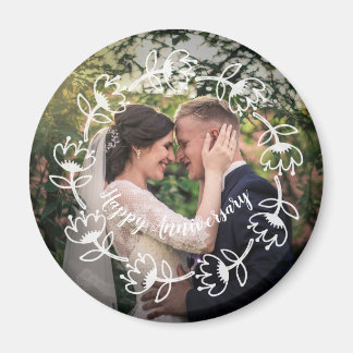 Custom Foto Wedding Happy Anniversary Magnet
