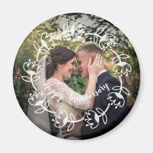 Custom Foto Wedding Happy Anniversary Magnet (Vorne)