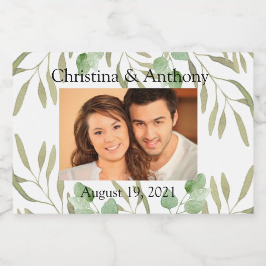 Custom Foto Wedding Mini Sparkling Wine Gefallen L Schaumweinetikett (Einzelnes Label)