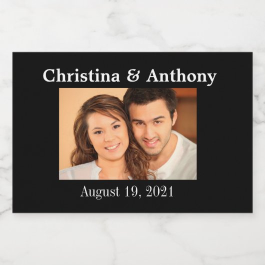 Custom Foto Wedding Mini Sparkling Wine Gefallen L Schaumweinetikett (Einzelnes Label)