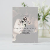 Custom Foto Wedding | Moderne Typografie Einladung (Stehend Vorderseite)