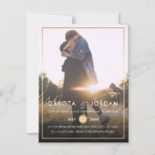 Custom Foto Wedding | Moderne Typografie und Gold Magneteinladung (Vorderseite)