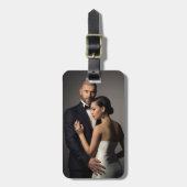 Custom Foto Wedding Portrait Honeymoon Gepäckanhänger (Vorderseite vertikal)
