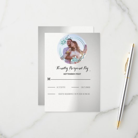 Custom Foto Wedding RSVP Karte (Vorderseite/Rückseite Beispiel)