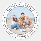 Custom Foto Wedding Rücksendeadresse Runder Aufkleber (Vorderseite)