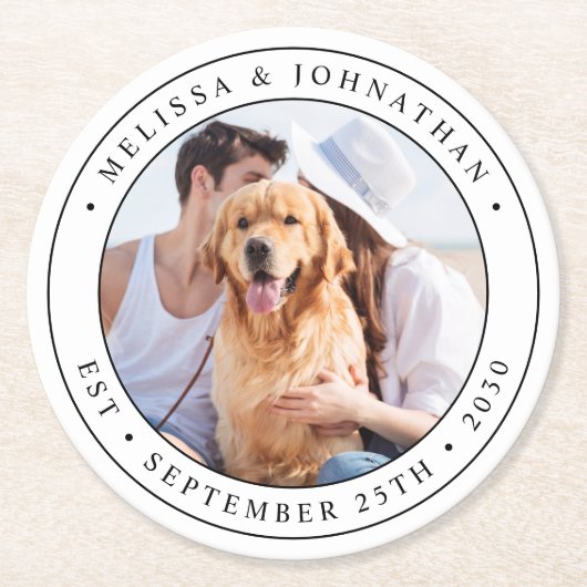 Custom Foto Wedding Runder Pappuntersetzer (Vorderseite)