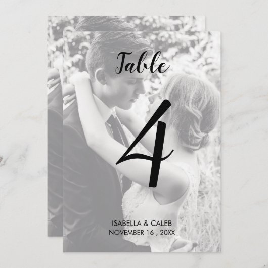 Custom Foto Wedding Tischnummer (Vorne/Hinten)