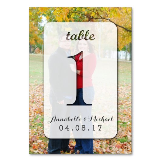Custom Foto Wedding Tischnummer Card 1 (Vorderseite)