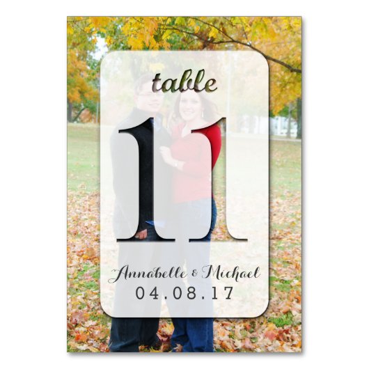 Custom Foto Wedding Tischnummer Card 11 (Vorderseite)