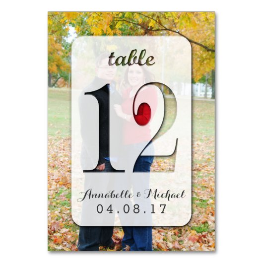 Custom Foto Wedding Tischnummer Card 12 (Vorderseite)