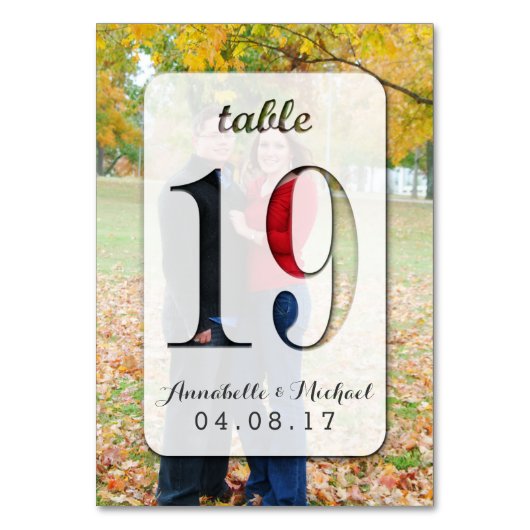 Custom Foto Wedding Tischnummer Card 19 (Vorderseite)