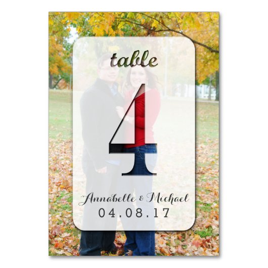 Custom Foto Wedding Tischnummer Card 4 (Vorderseite)